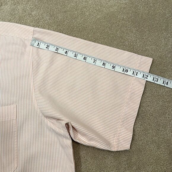 Grand Isle 100% Cotton Orange White Stripe Men Short Sleeve Button Down Shirt 2X - Picture 6 of 12